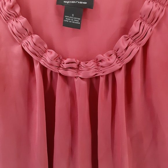 Spense Women's Blouse Tops Sleeveless Scrunch Neck Blouse Salmon Size Small - Picture 3 of 5